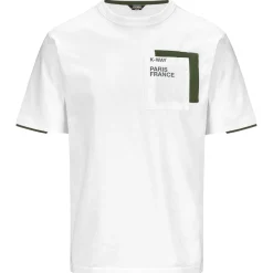 Polos & T-Shirts>K-WAY Fantome Contrast Pockets White Green