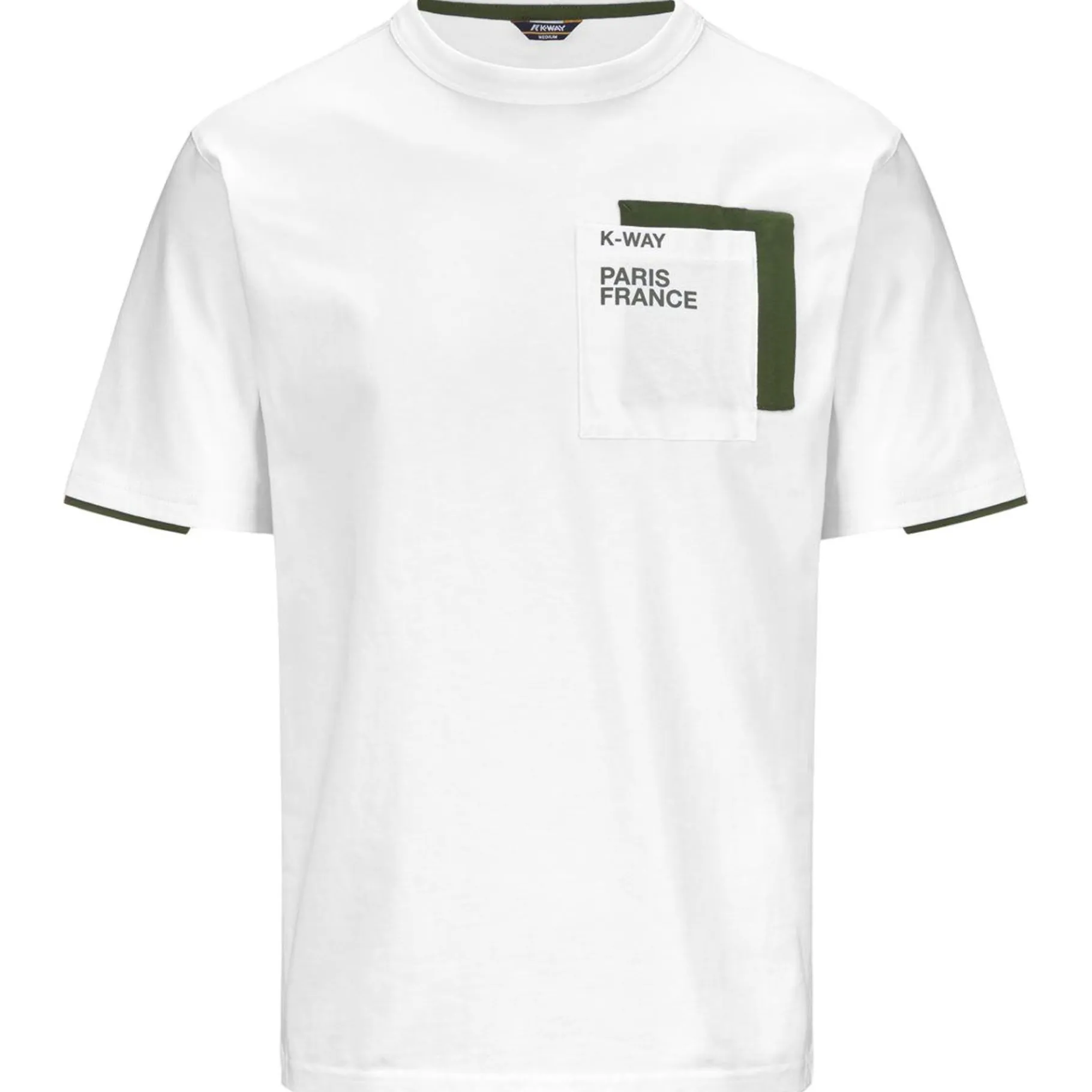 Polos & T-Shirts>K-WAY Fantome Contrast Pockets White Green