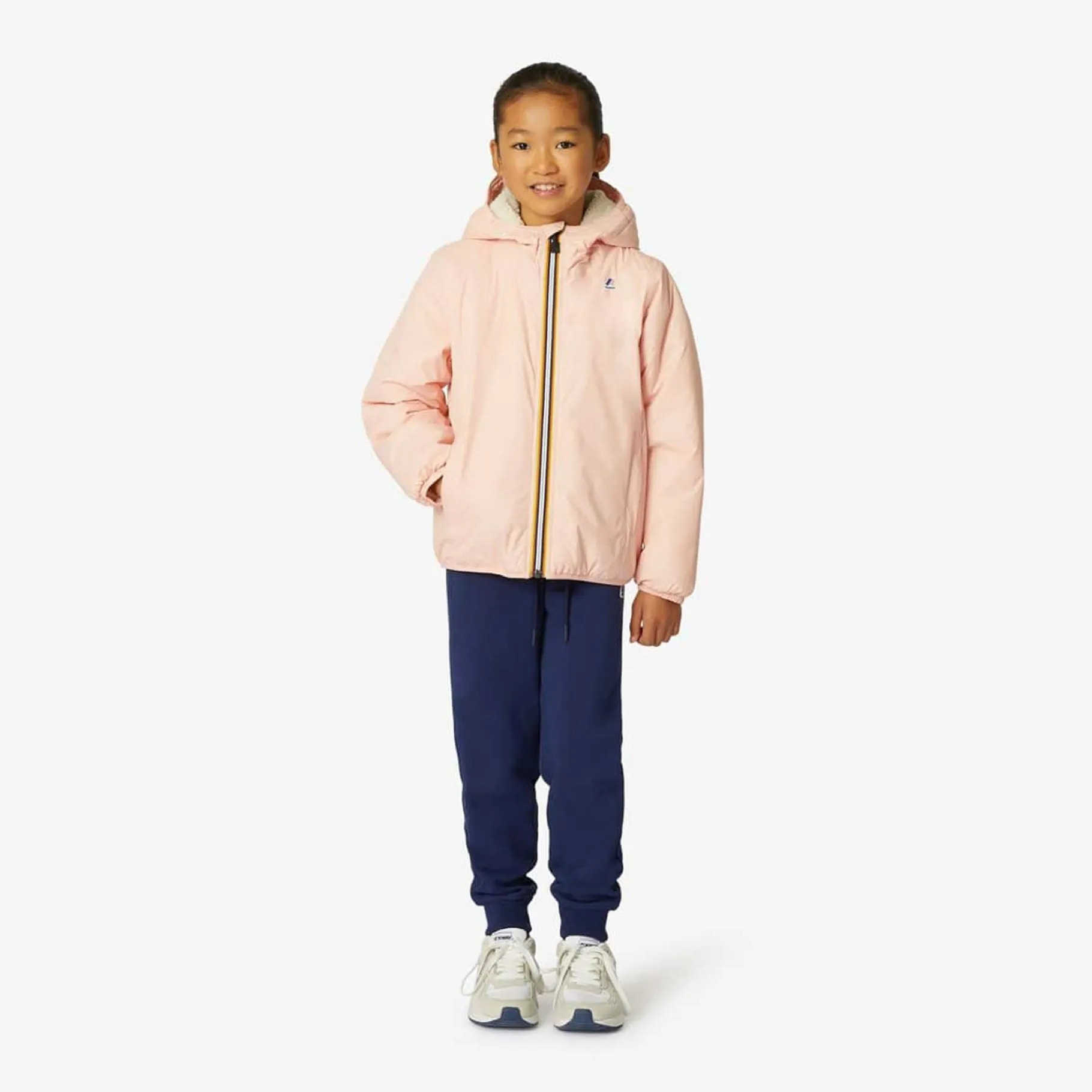 Vestes & Blousons>K-WAY Le Vrai 3.0 Claude Orsetto Kids Ecru - Pink