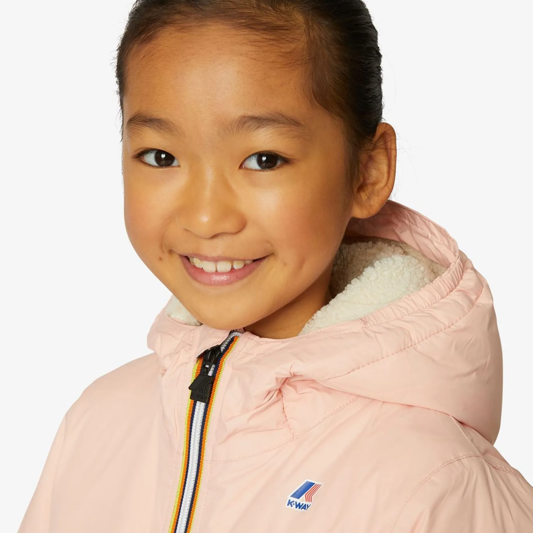 Vestes & Blousons>K-WAY Le Vrai 3.0 Claude Orsetto Kids Ecru - Pink