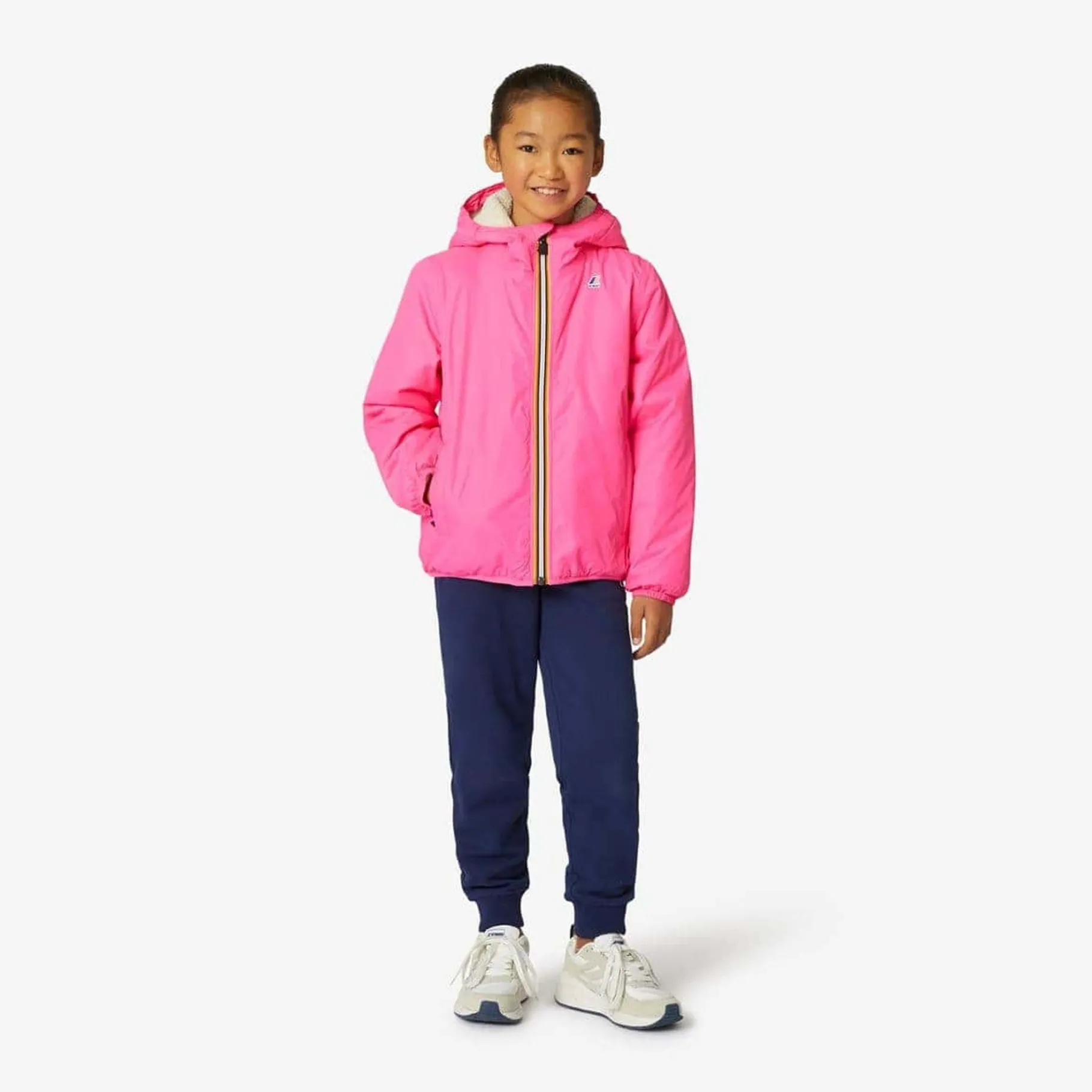 Vestes & Blousons>K-WAY Le Vrai 3.0 Claude Orsetto Kids Ecru - Pink Intense