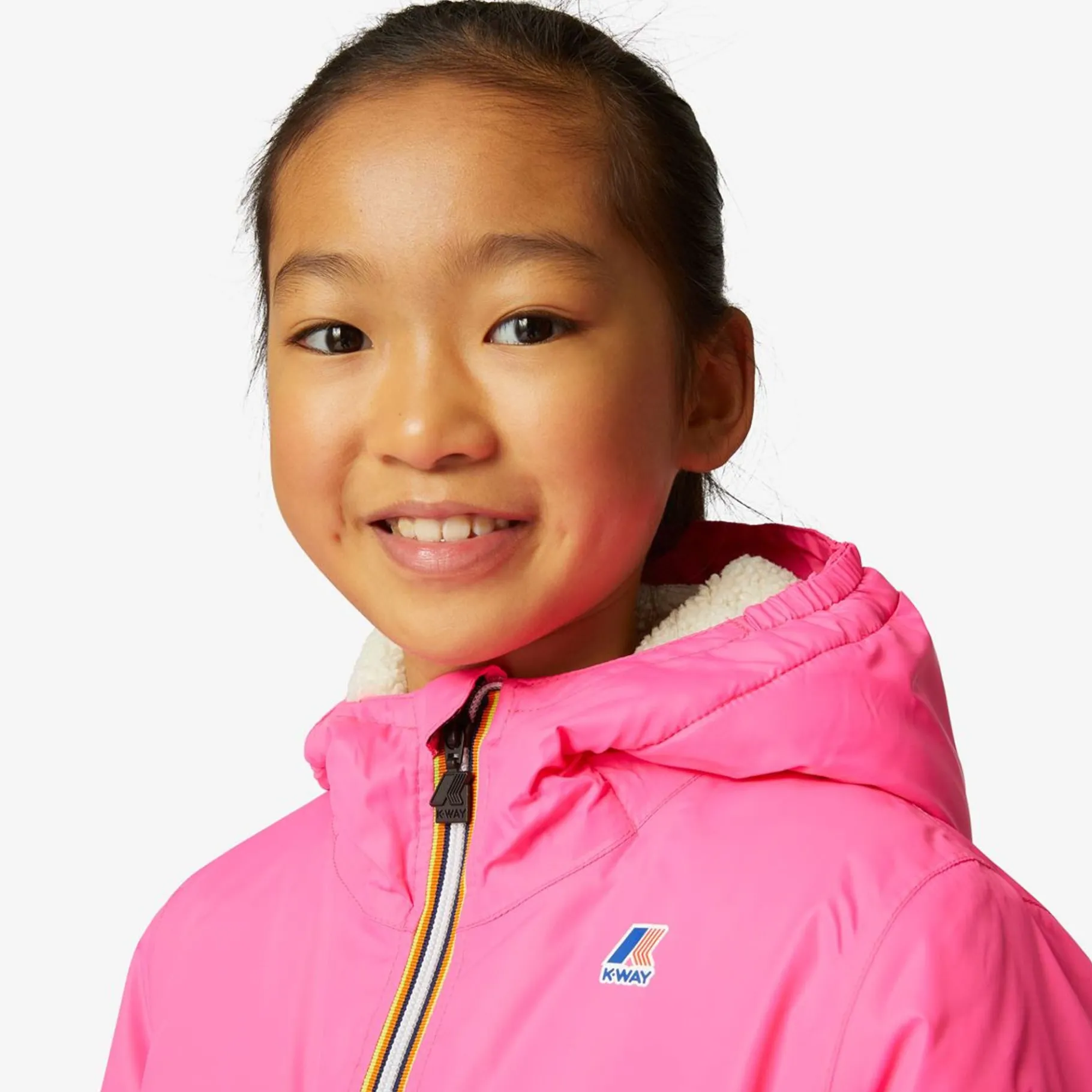 Vestes & Blousons>K-WAY Le Vrai 3.0 Claude Orsetto Kids Ecru - Pink Intense
