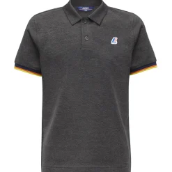 Polos & T-Shirts>K-WAY Vincent Contrast Polo Grey Md Melange