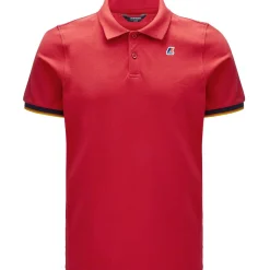 Polos & T-Shirts>K-WAY Vincent Contrast Polo Red